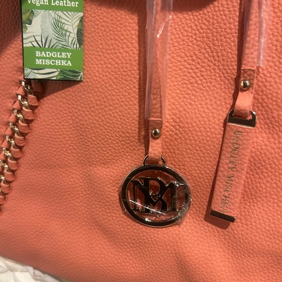 Badgley Mischka Handbags - Badgley Mischka Coral Vegan Leather Tote with Gold Hardware